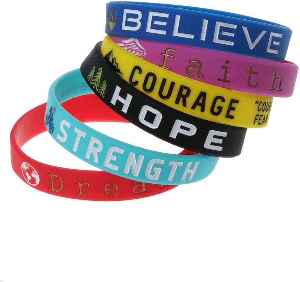 KAIDU 6Pcs Inspirational Quote Bracelets Dream Courage Strength