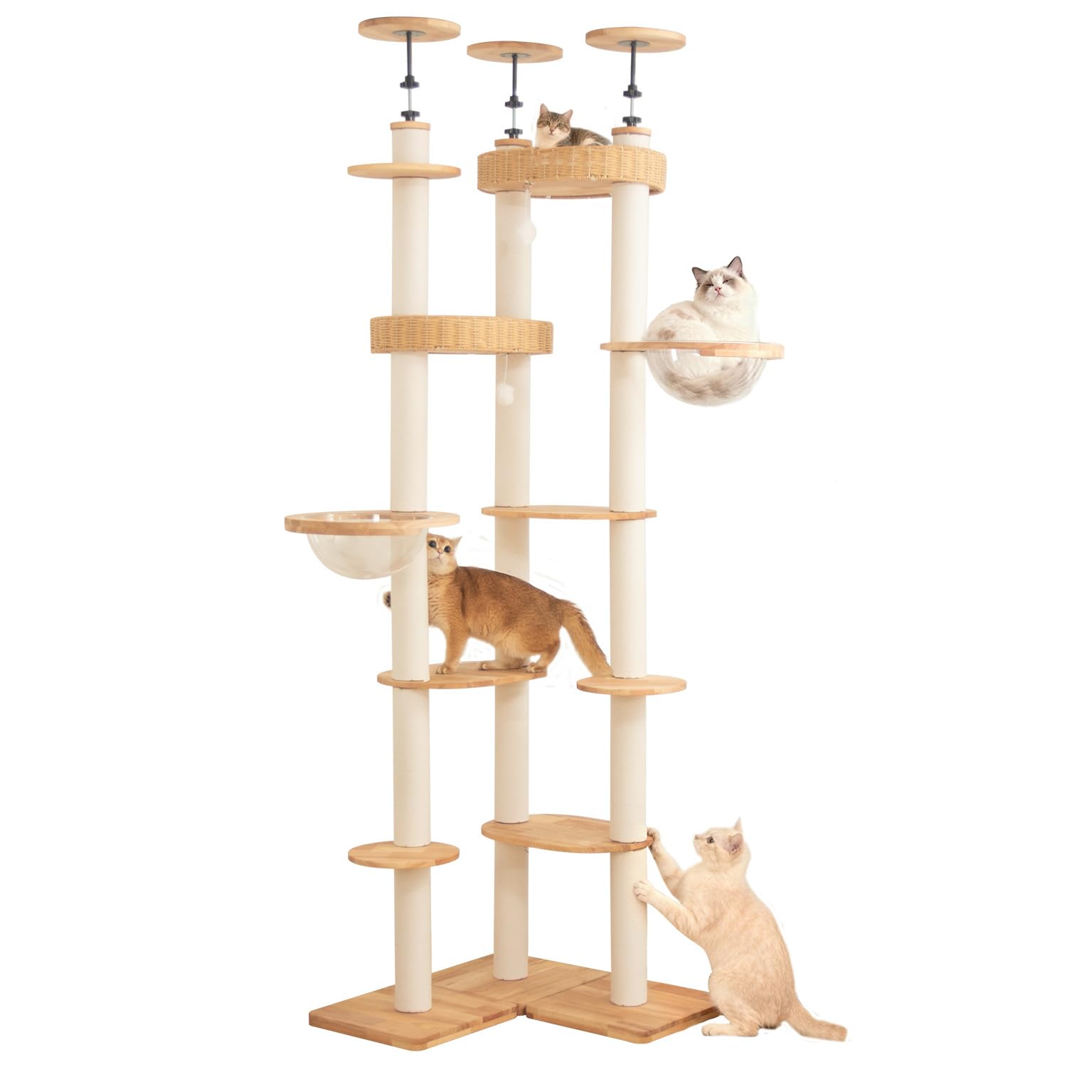 【32％OFF】LULUCAT 突っ張り型キャットタワー 天然木 極太 Amazon | LULUCAT キャットタワー 突っ張り 木製 3Way組立 おしゃれ 省