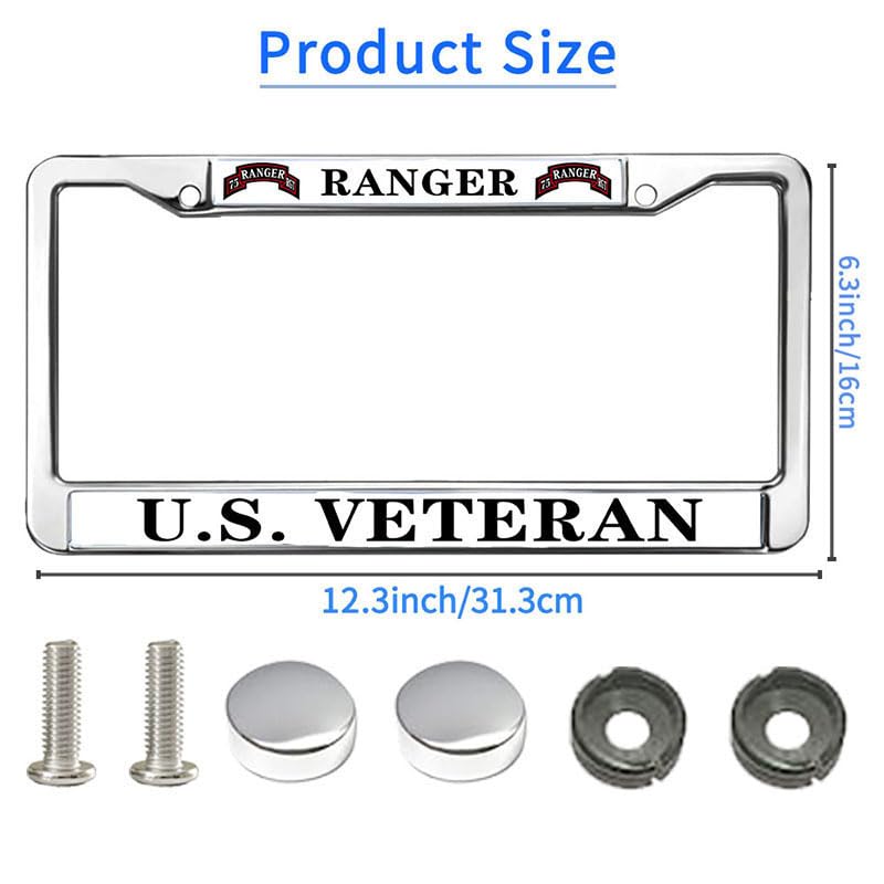 Image of US Ranger Veteran Slim Design License Plate Frame US Ranger Gift License Plate Frame Custom for Birthday Gift