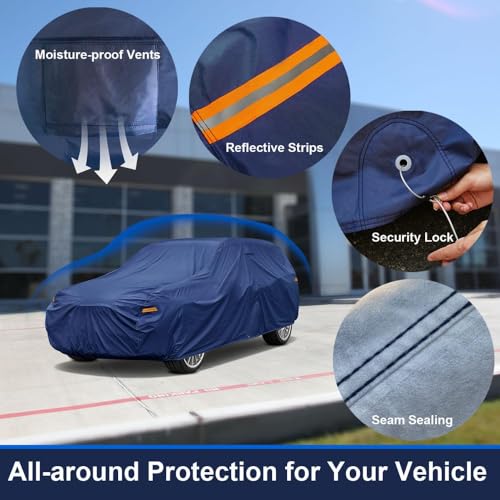 Image of Kaugung Custom Fit Car Cover for Land Rover Range Rover Velar, Heavy Duty SUV Cover Waterproof All Weather Outdoor Protection, Breathable Full Exterior Cover with Vent, Rain Sun Snow UV Proof