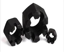 Tuercas hexagonales ranuradas de acero al carbono negro, 2 unidades, M22, M24 y M27(M27)