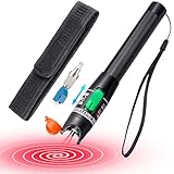 Visual Fault Locator 30KM - VFL Fiber Optic Tester Kit with Universal 2.5mm Connector, Includes FC to LC Adapter, Compatible Single Mode 9/125um & Multimode, Fiber Light & Laser for CATV Telecom