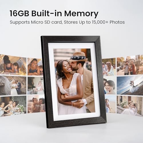 BIHIWOIA Frameo Digital Picture Frame WiFi Digital Photo Frame, 10.1 inch IPS Screen, Built-in 16GB Storage, Send Pictures and Videos to Digital Frame via Free APP from Anywhere (Black)