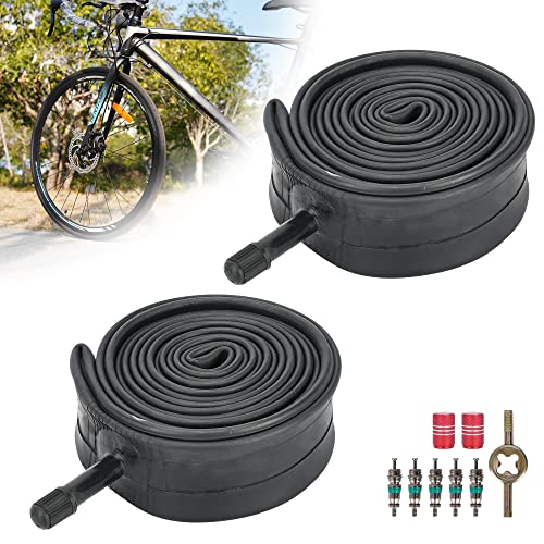 RUTU 2 Pack - 27 x 1 3/8 Bike Tire Tubes(700 x 35-40 Tube),27 x 1.3/8 Inner Tube with 32mm Schrader Valve and Installation Accessories - Premium Heavy Butyl Inner Tube
