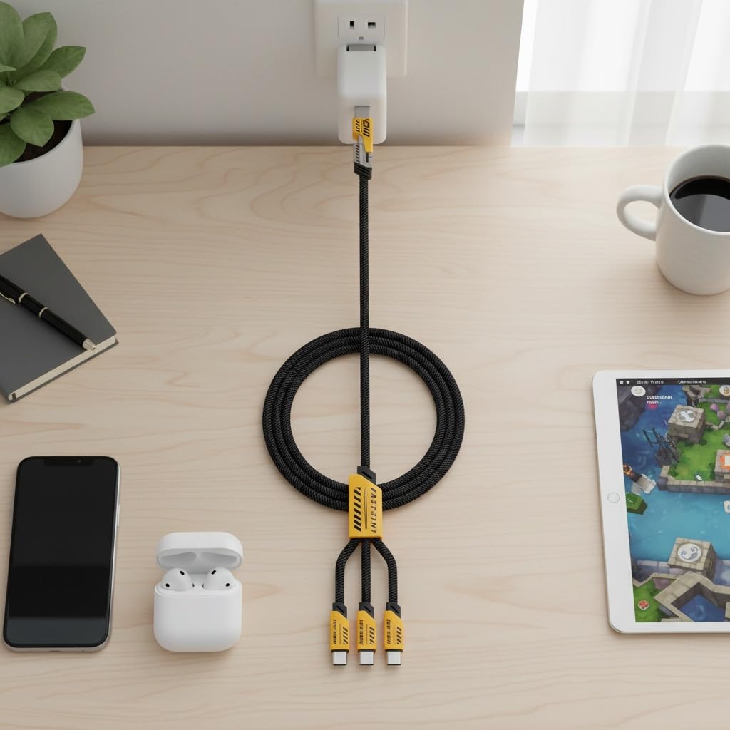 3-in-1 240W USB-C Fast Charging Cable, Type-C Charger Cord for iPhone 15, Samsung Galaxy, MacBook, Laptop, Tablet & USB-C Devices image 5