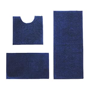 Bathroom Mat, Bathroom Non-slip Mat, Bath Mat Set 3 Pieces Absorbent Non-Slip Bath Mat Toilet Rug Bath Rug for Bathroom, Bedroom, Kitchen, 20x20in 50x50cm/16x24in 40x60cm/20x32in 50x80cm (Blue)