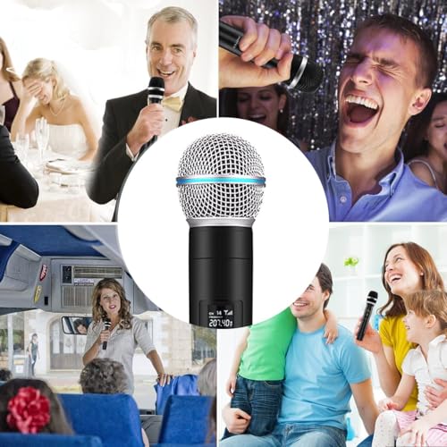 Image of (10 Years Assured Warranty Wireless Handheld Microphone with Bluetooth Receiver, Dynamic Cardioid Mic with 6.35mm & 3.5mm Adapter for Karaoke Singing DJ Mixer Speaker & PA System Use
