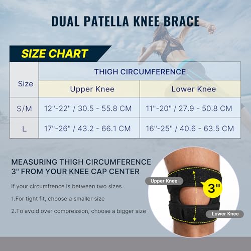 Fit Geno 1-Pack Patella Knee Brace for Knee Pain, Knee Compression Sleeve Knee Brace for Arthritis Pain and Support, Essential Workout Knee Guard Knee Pads for Women and Men,Small/Medium(Upper Knee:12-22 Inch) - Thumbnail 2