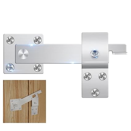 JUGREAT Black Barn Door Latch Hook with Hardware - Reversible Privacy Lock for Fence, Gate - Safety Hook Latch