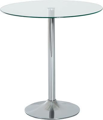 HOMCOM Mesa de Comedor Redonda para 2 Personas, Ø70 cm, Mesa de Cocina Moderna con Superficie de Vidrio Templado y Base de Acero, para Salón, Comedor, Plateada