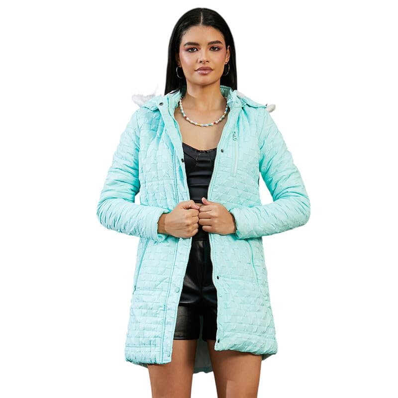 Image of Campus Sutra Women's Fleece-Lined Biker Jacket For Casual Wear | Spread Collar | Long Sleeve | Zipper Closure | Jacket Crafted With Comfort Fit For Everyday Wear