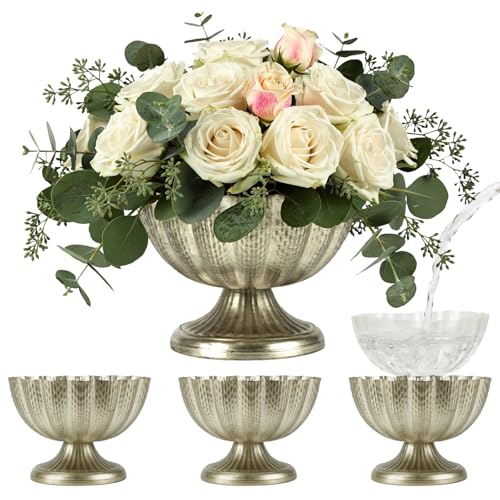 Distressed Silver Vases for Centerpieces, 9'' Wide...