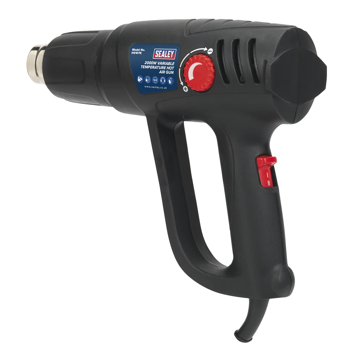 Sealey Hs107K Variable Temperature Hot Air Gun Kit 2000W 50-450, Black - Image 3