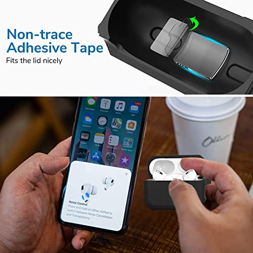 Kmmin Compatible For Airpods Pro Case Cover, Full-Body Rugged Hard Shell Protective Shockproof Case Cover With Carabiner For Apple Airpod Pro Support Wireless Charging[Front Led Visible], Black #TOP5