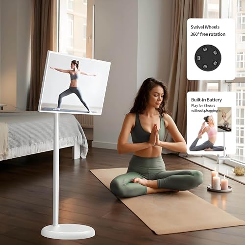 32/24/22-Inch Smart Portable TV with Wheels, Rotatable Outdoor TV, Android 12, Built-in Battery, Full Swivel, Remote Control, 8-Core, 6GB RAM, 128GB Storage, Home & Work Use