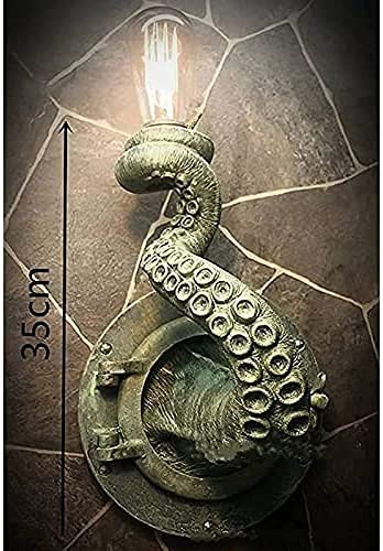 Image of Resin Wall Lamp, Retro Octopus Electric Light Resin Wall Lamp Creative Tentacle Monster Wall Hanging Octopus Tentacle Lamp Holder Home Decoration, Suitable for Bars, Cafes, Corridors, Entrances, Attic