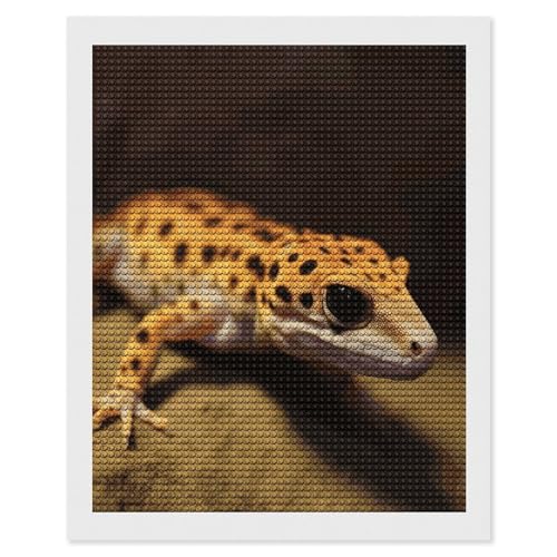 Kit de pintura de diamantes 5D para adultos, ideal para combatir el estrés con arte de leopardo