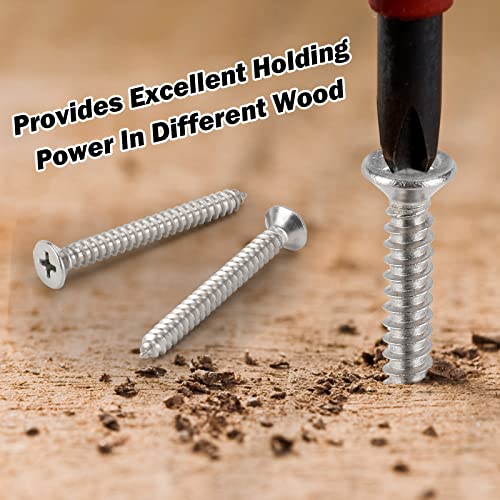 100 pcs 8x1-1215 inch stainless steel phillips flat head wood screwsstainless steel 18-8 a2304 screwhome screw kit by qisheng
