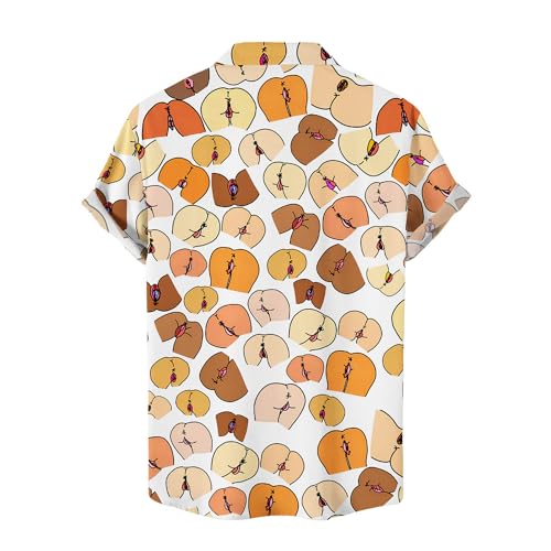 Fun Sexy Butts Hawaiian Shirts for Men Women, Playful Hawaiian Summer Short-Sleeve Casual Relaxed-Fit Button-Down2