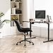YOUNIKE Black Office Desk Chair Armless Comfy Small Ergonomic Rolling Vanity Chair with Wheels Wide Swivel Adjustable Modern Task Chair Back Cute Leather Upholstered Home Sewing Drafting Chair No Arms
