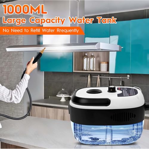 Image of Steam Cleaner, 2500W High Handheld Steam Cleaner, 1L Portable Car Steam Cleaner, 6 High Speeds Pressure Temperature Steam Cleaning Machine with 3 Brush Heads for Kitchen Home Car Cleaning(White)