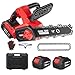 Tronçonneuse à Batterie 12 Pouces, Tronçonneuse Électrique sans Fil avec Moteur Brushless 1200W, 2 Batteries 4.0Ah & Chargeur, Graissage Automatique, Tension de Chaîne Sans Outil, Élagage & Coup