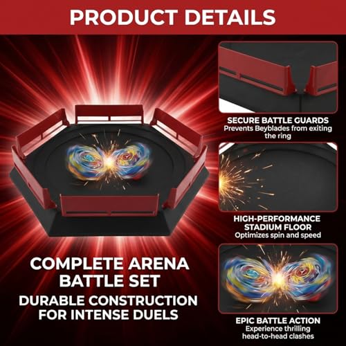 Pista de batalla de peonzas redonda con valla anticaída burst battle top arena infantil 3