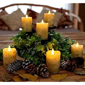 Homemory Flameless Votive Candles with Timer Remote, 2" x 3" Birch Bark Real Wax, Realistic Black Wick Battery Operated Candles, 6 Pack for Wedding, Party and Holiday Decoration Homemory Flameless Votive Candles with Timer Remote 2 x 3 Birch Bark Real Wax Realistic Black Wick Battery Operated Candles 6 Pack for Wedding Party and Holiday Decoration