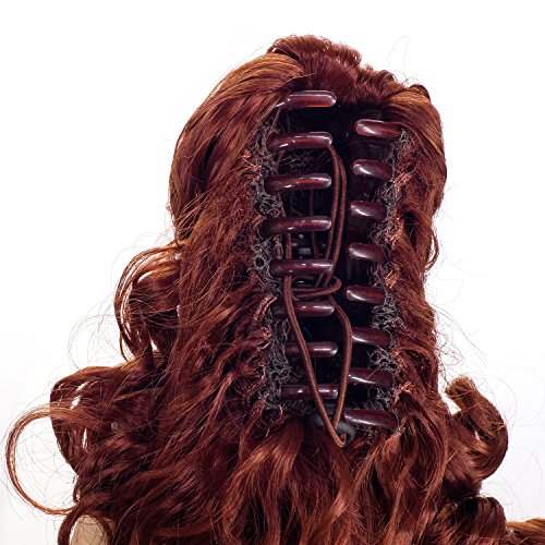 SWACC 12-Inch Short Screw Curls Claw Clip Ponytail Extensions Synthetic Clip in Drawstring Curly Ponytail Hairpiece Jaw Clip Hair Extension (Copper Red)