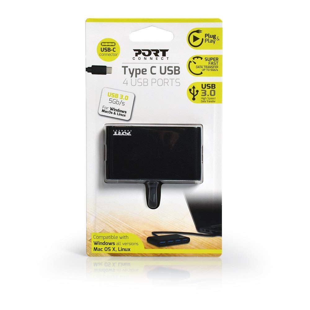 Port Designs 900123 High Speed 3.0 Usb, Compatible With Devices With Type C - 4 Usb