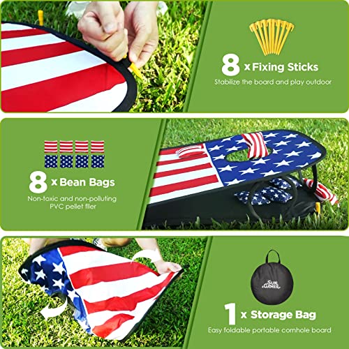 Collapsible Cornhole Set Outdoor Game - Portable Cornhole Boards Corn Hole Set With 8 Cornhole Bean Bags And Carrying Case For Yard Games, Outside Indoor Fun Activities For Kids Adults Family #TOP2