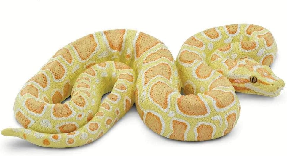 Albino Burmese Python Figurine - Lifelike 5.5" Snake Figure - Educational Toy for Boys, Girls, and Kids Ages 3+