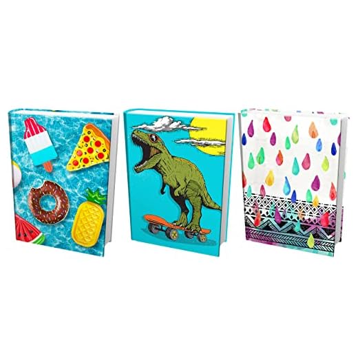 Easy Apply, Reusable Book Covers 3 Pk. Best Jumbo 9x11 Textbook Jacket for Back to School. Stretchable to Fit Most Medium Hardcover Books. Perfect Fun, Washable Designs for Girls, Boys, Kids and Teens