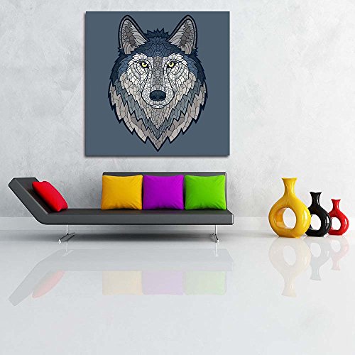 Image of ArtzFolio Wolf Head Mascot | Unframed Premium Canvas Painting for Bedroom & Living Room | 20 x 20 inch (51 x 51 cms)