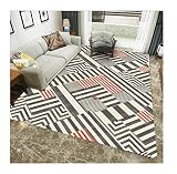 JHNEA Alfombras Salon, Alfombras geométricas Textura Alfombras, Moderno Natural Líneas múltiples de tapetes, alfombras Inicio Decorativos para el hogar, Cuarto de niños,Black/White/Red_40*60CM