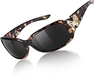 TJUTR Polarized Sunglasses for Women with Wrap Around Butterfly Design, Trendy Jackie-O Style for UV400 Protection