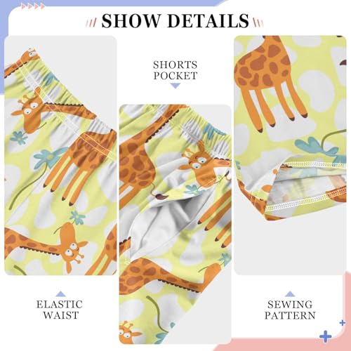 ZZXXB Giraffe Flower Boys Long Pants Soft Trousers Elastic Waist Kids Lounge Bottoms with Pockets S-XL4