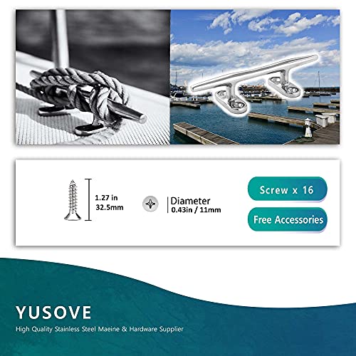 Yusove Boat Cleats 6 Inch 316 Stainless Steel Marine Cleat,Mooring Accessories,Boat Dock Deck Cleat,Pack Of 4 #TOP3