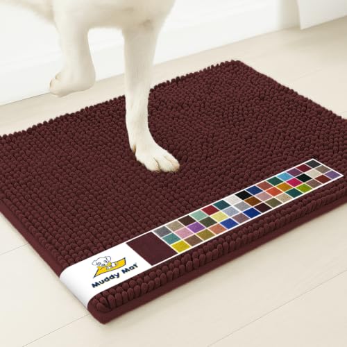 Image of Muddy Mat | Super Water Absorbent Door Mat Indoor, Microfiber Quick Dry Chenille Entryway Rug, Slip Resistant Front Door Mat, Indoor Mats for Entryway, Machine Washable Pet Rug, Rust 3ft x 4ft