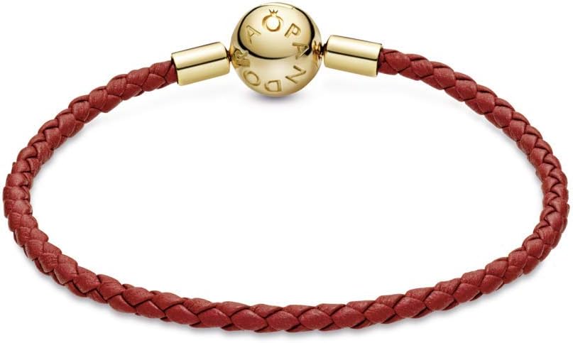 PANDORA Pandora Moments Red Woven Leather PANDORA Shine Bracelet