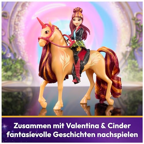 Unicorn Academy Valentina und Einhorn Cinder Set - ca. 12 cm große Originalfiguren zur beliebten Netflix Serie mit zwei Accessoires und Haarbürste für kreatives Rollenspiel, für Kinder ab 4 Jahren