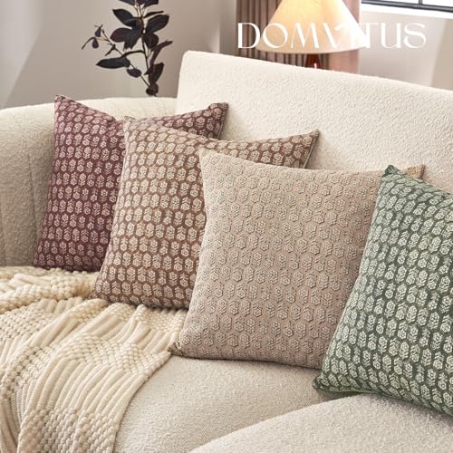 DOMVITUS 24x24 Pillow Covers, Floral Pillow Covers, Couch Pillows for Living Room, Decorative Farmhouse Accent Print Throw Pillow Covers, 1PC, Cognac Brown by DOMVITUS - Used condition - Image 7