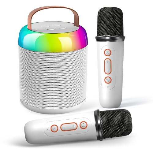 Mini Karaoke Machine Portable Bluetooth Karaoke Speaker with 2 Wireless Microphones for Kids Birthday for 3 4 5 6 7 8+ Year Old Girls and Boys Family Home Party