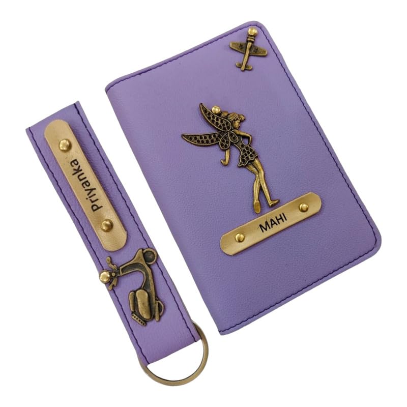 celed Personalised Premium Passport Cover/Holder & Keychain Combo for Unisex| Travel Accessories|Carry with Style|Onboarding Passport Cover Launched Light Purple-picture-0