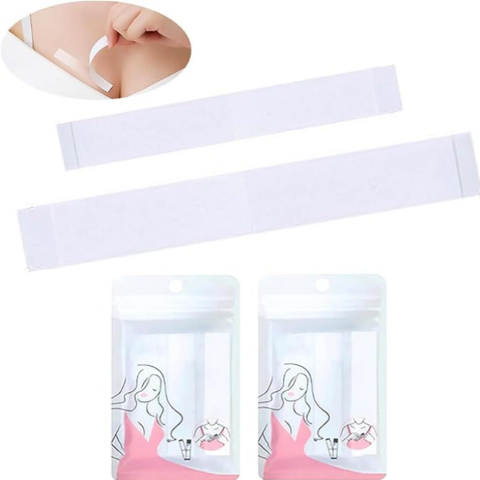 CoocicyiCoocicyi Double Sided Tape for Fashion and Clothes 108 Strips, Fashion Clothing Tape, Fabric Tape to Skin, Strong Adhesive Body Tape, Clear Transparent for All Skin Shades