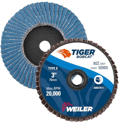 Image of Weiler 50905 Bobcat 3 inch Diameter, 80 Grit, Zirconium, Plastic Backing, Type 29 Specialty Abrasive Flap Mini Disc