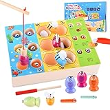 【Juguetes de madera Montessori】 El juego de pesca 3 en 1 consta de 6 peces de madera, 6 abejas, 6 gusanos, 1 caña de pescar de madera magnética, 1 palo de madera magnético, 1 clip y 1 caja de clasificación. Con palos o clips magnéticos, los niños pueden poner estos animales de colores en la caja de clasificación para que puedan ser reconocidos por el color y la forma.