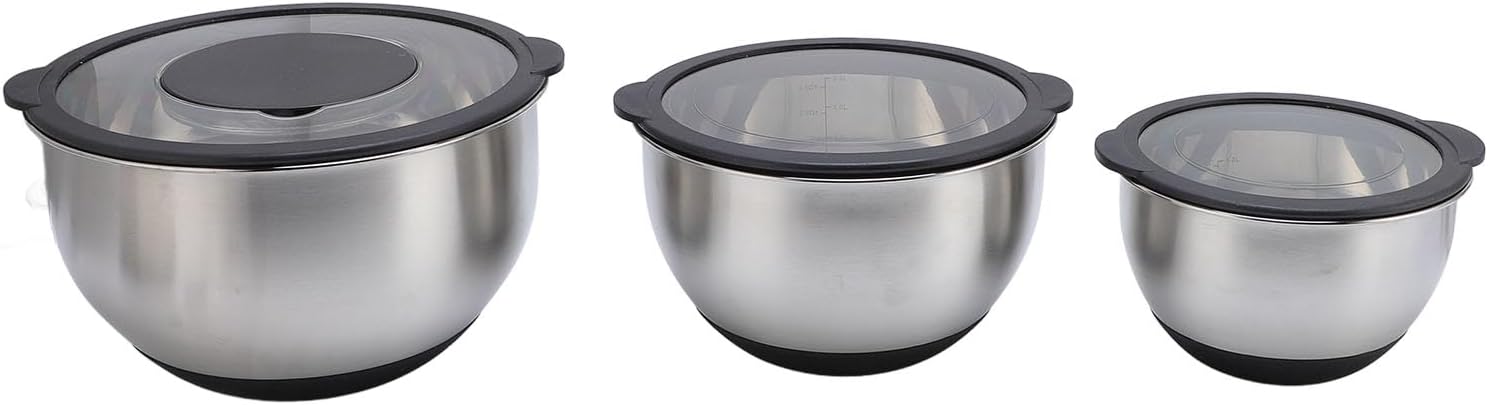 Eujgoov Heavy Duty Stainless Steel Mixing Bowls with Lids and 3 Graters, Ideal for Cold Dishes and Food Storage in Kitchen