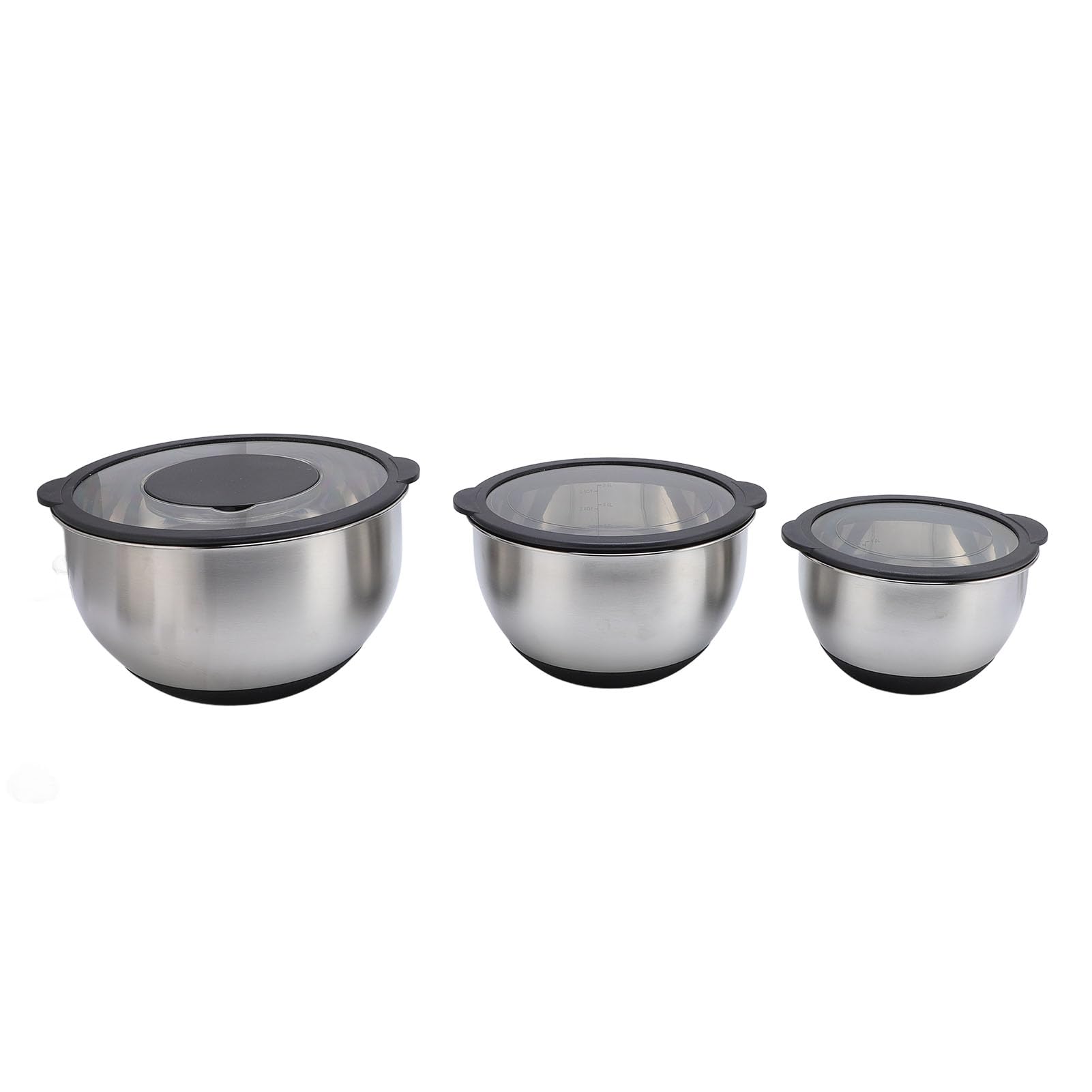KIMISS Rührschüssel-Set mit Deckel, Edelstahl, 3-teiliges Reibe- und Schüssel-Set, Lösungen für die Lebensmittelzubereitung, das Backen und die Aufbewahrung in der Küche