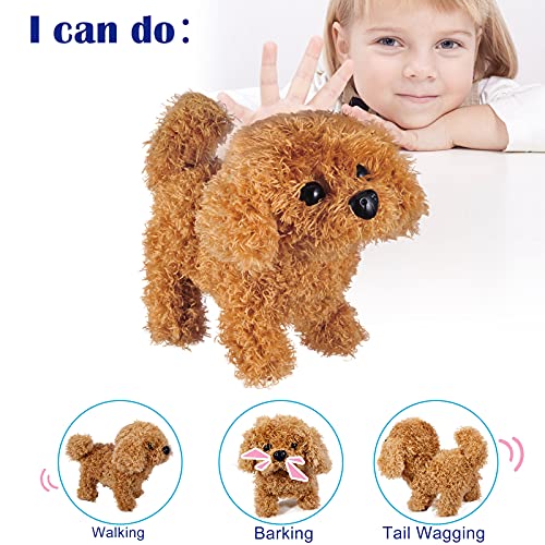 Image of WorWoder Plush Golden Retriever Toy Puppy Electronic Interactive Pet Dog - Walking, Barking, Tail Wagging, Stretching Companion Animal for Kids (Teddy Dog)